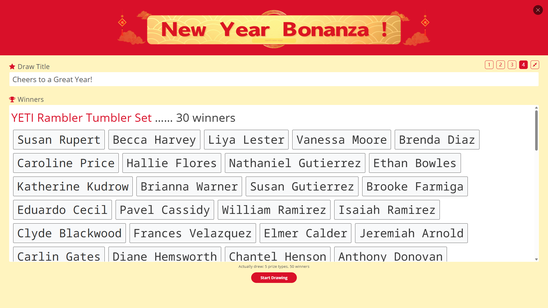 On-stage company prize draws