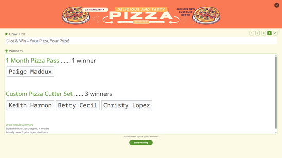 Configuração de sorteio para shopping ou varejo